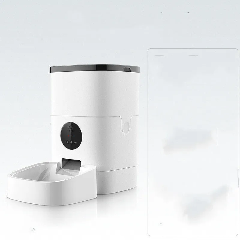 White 6L pet automatic feeder for cats and dogs with food-grade ABS body