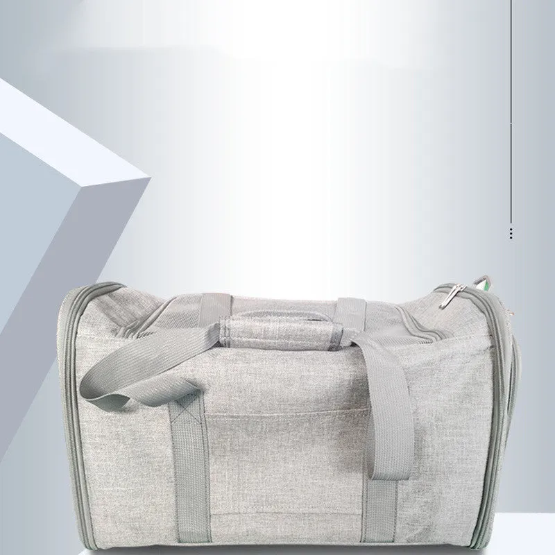 Pet travel backpack made of cationic linen fabric in blue colour, 44x28x28cm size for cats and small dogs