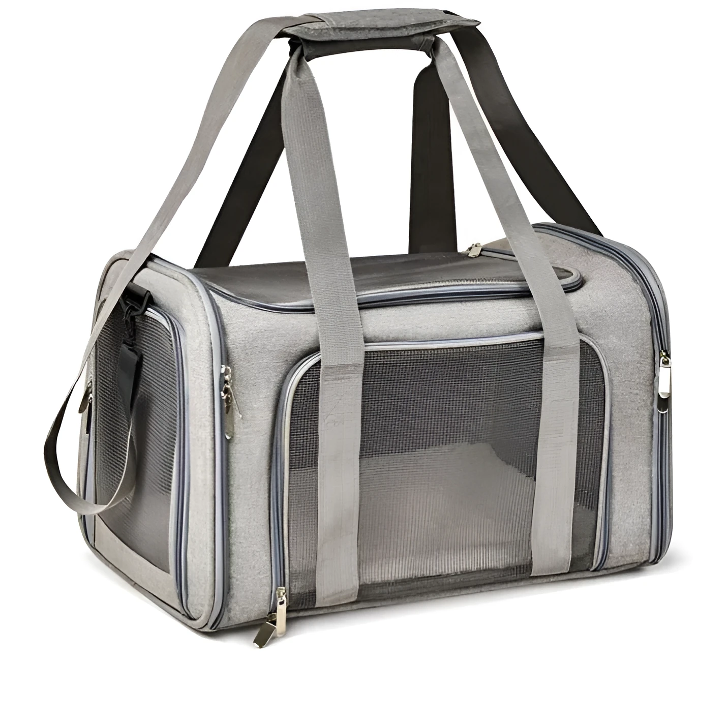 Pet travel backpack made of cationic linen fabric in blue colour, 44x28x28cm size for cats and small dogs