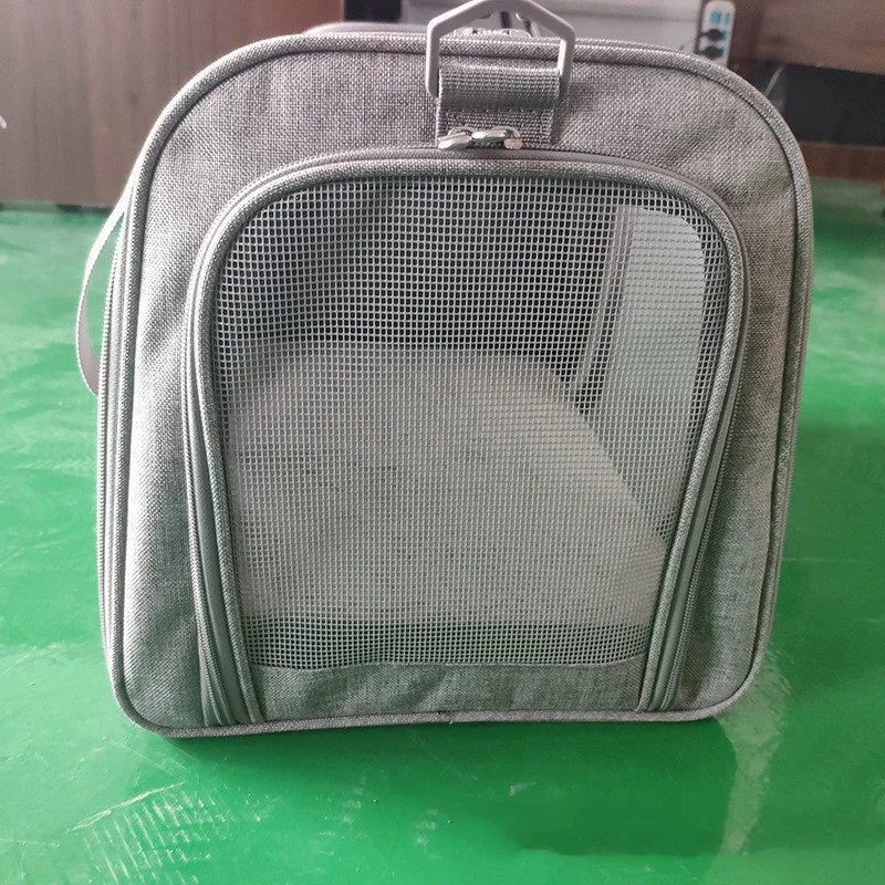 Pet travel backpack made of cationic linen fabric in blue colour, 44x28x28cm size for cats and small dogs