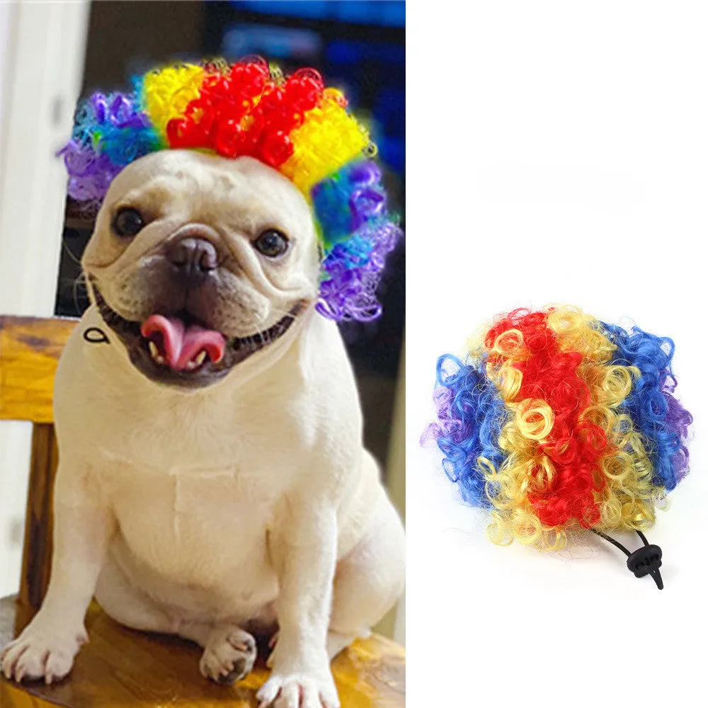 Nylon fibre pet wig in black explosive head style for head circumference 30 to 60 cm