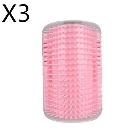 Cat self-grooming brush with mint pad, blue colour, 9x13cm size, on light background