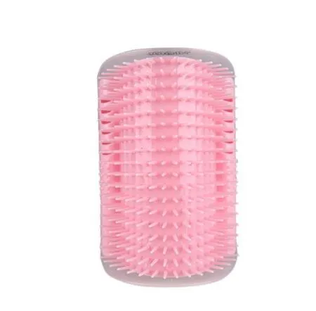 Cat self-grooming brush with mint pad, blue colour, 9x13cm size, on light background