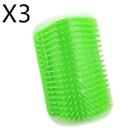 Cat self-grooming brush with mint pad, blue colour, 9x13cm size, on light background