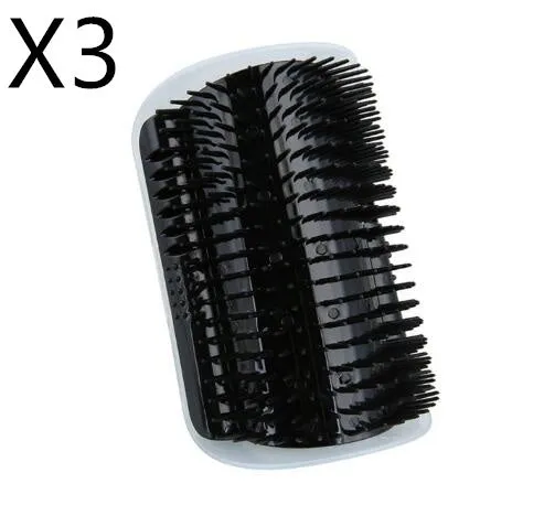 Cat self-grooming brush with mint pad, blue colour, 9x13cm size, on light background