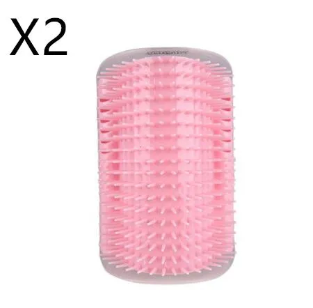 Cat self-grooming brush with mint pad, blue colour, 9x13cm size, on light background