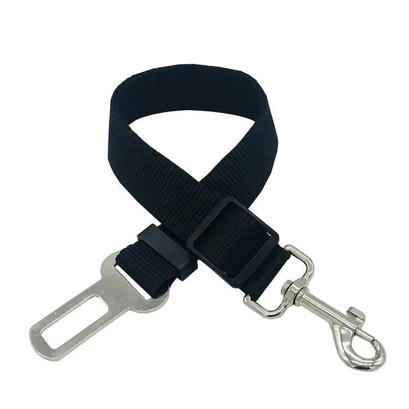 Dog traction belt in black with ABS housing and fixed-length telescopic rope
