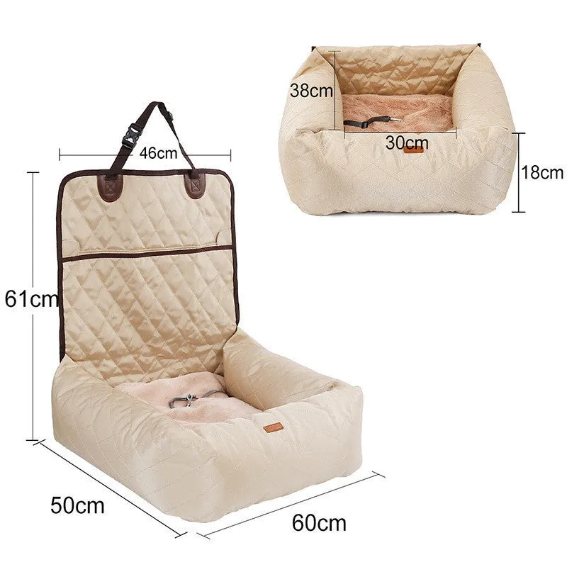 Pet car mat made of waterproof non-slip Oxford cloth in beige colour for medium-sized dogs