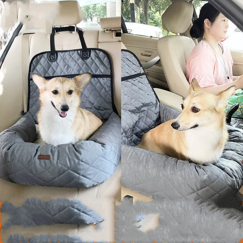 Pet car mat made of waterproof non-slip Oxford cloth in beige colour for medium-sized dogs