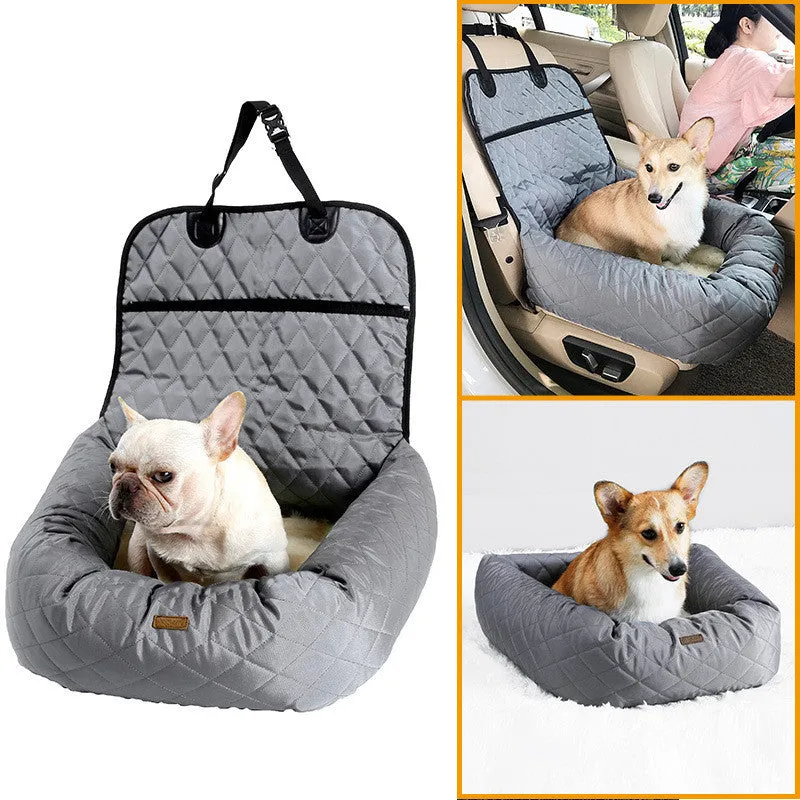 Pet car mat made of waterproof non-slip Oxford cloth in beige colour for medium-sized dogs