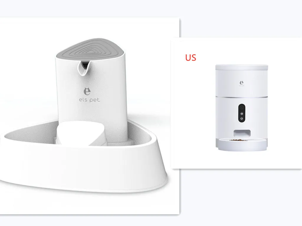 White ABS automatic pet feeder with 1080P camera, 4L capacity, and desiccant box for dry food