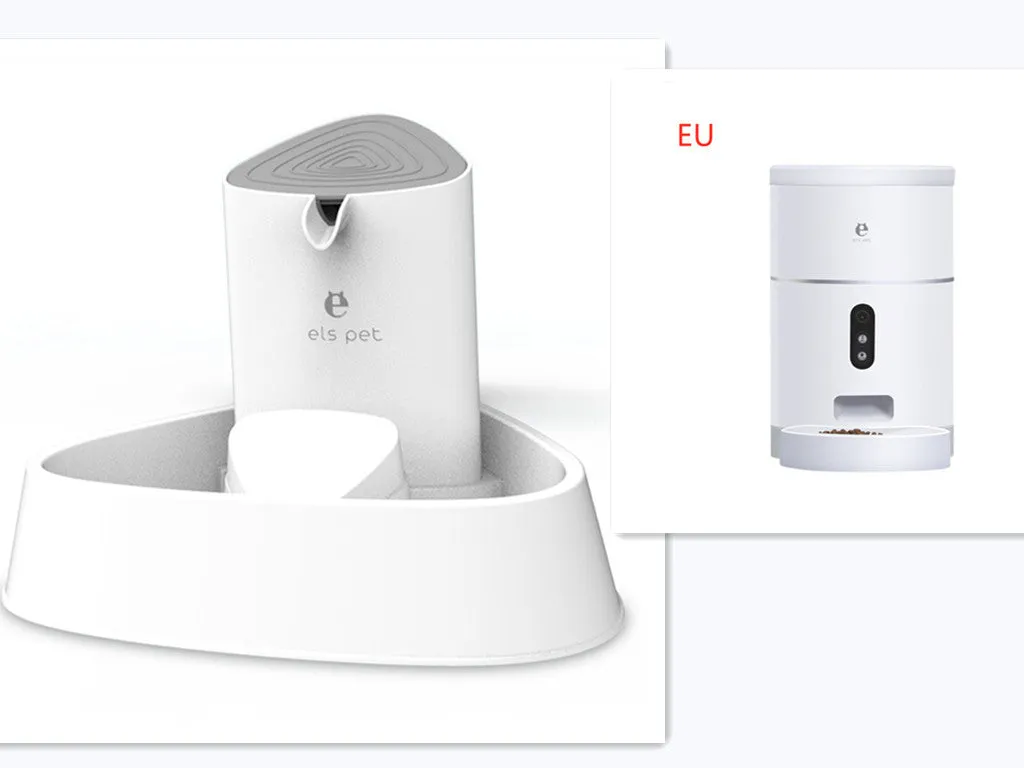 White ABS automatic pet feeder with 1080P camera, 4L capacity, and desiccant box for dry food