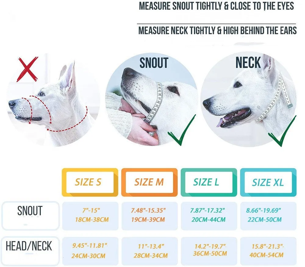 Nylon dog muzzle in blue on white background for bite and bark control