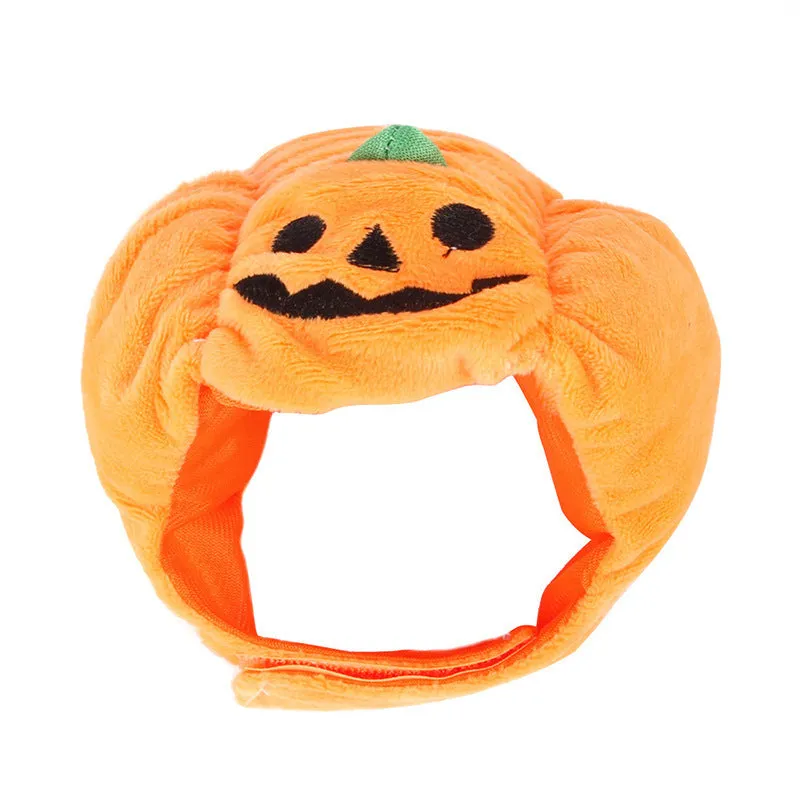Pet Halloween funny pumpkin hat in orange polyester, large size 42cm length, for dogs or cats