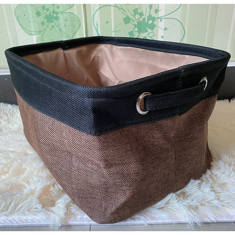 Linen dog toy basket in Japanese style, beige colour, 38x26x24cm, for storing pet toys and small items