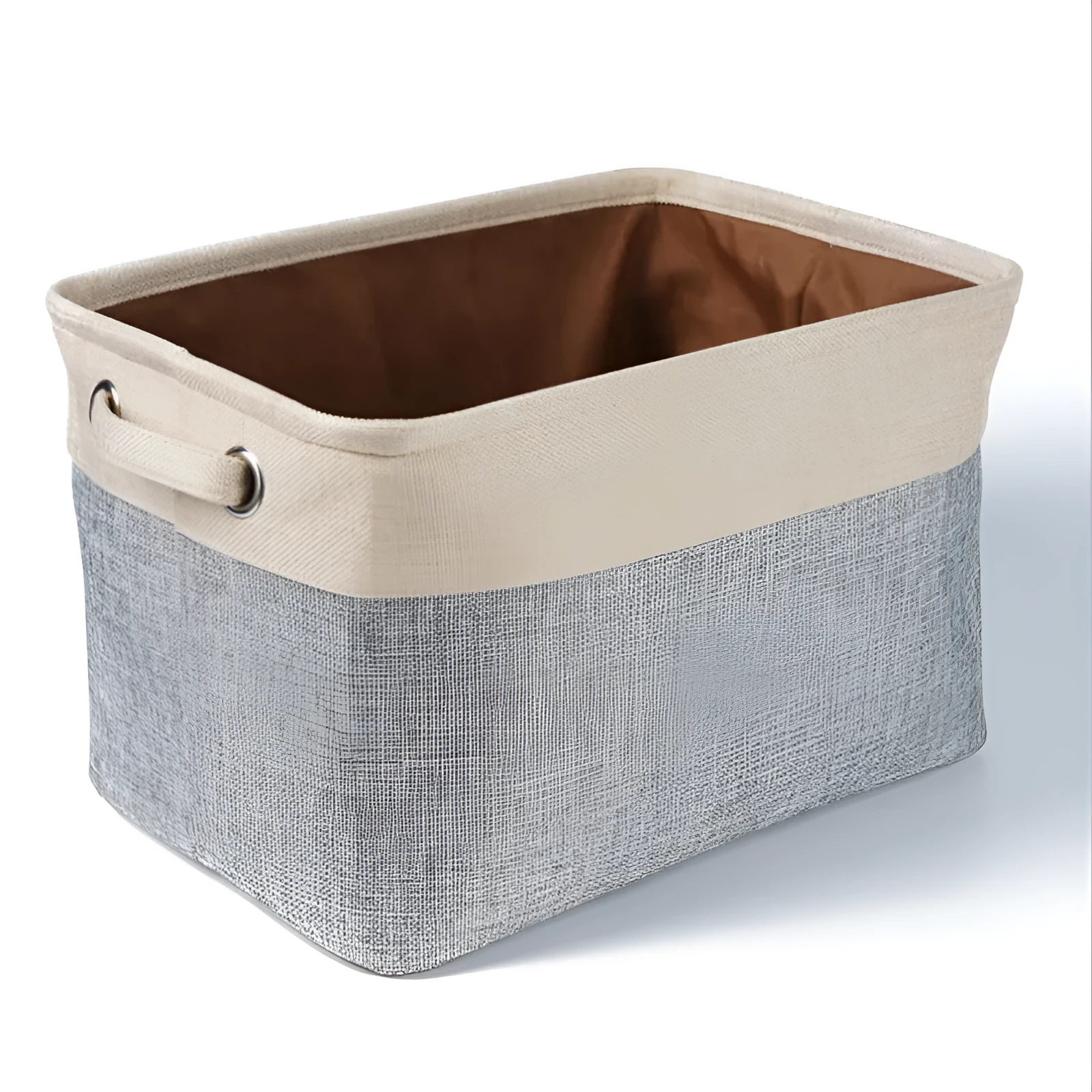 Linen dog toy basket in Japanese style, beige colour, 38x26x24cm, for storing pet toys and small items