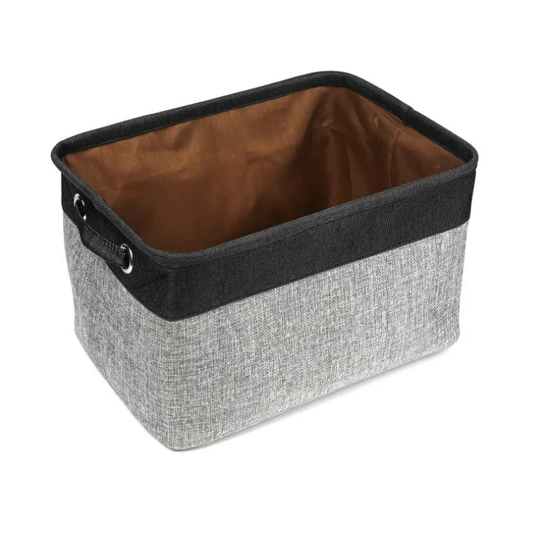 Linen dog toy basket in Japanese style, beige colour, 38x26x24cm, for storing pet toys and small items