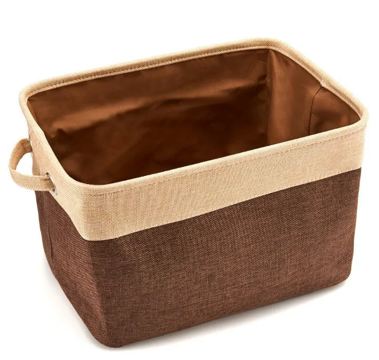 Linen dog toy basket in Japanese style, beige colour, 38x26x24cm, for storing pet toys and small items