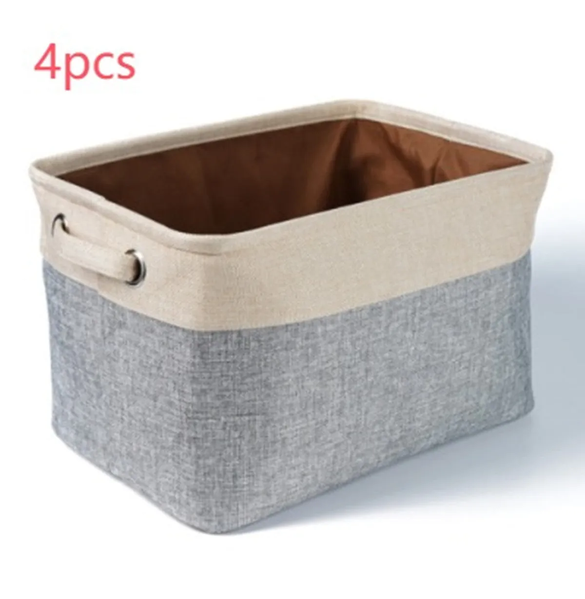 Linen dog toy basket in Japanese style, beige colour, 38x26x24cm, for storing pet toys and small items
