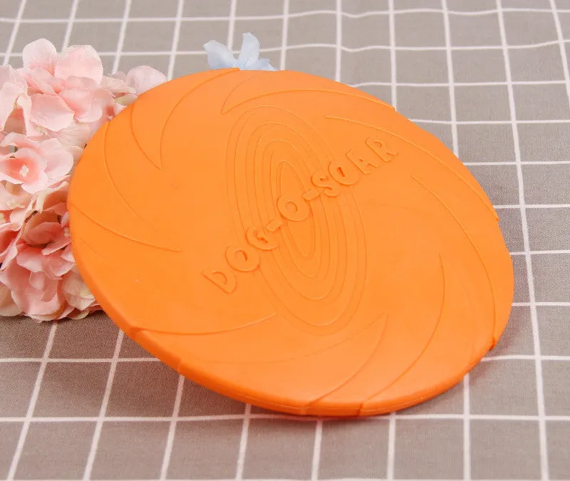 Dog anti-bite training frisbee and interactive bite ring in orange and green plastic sizes medium large trumpet