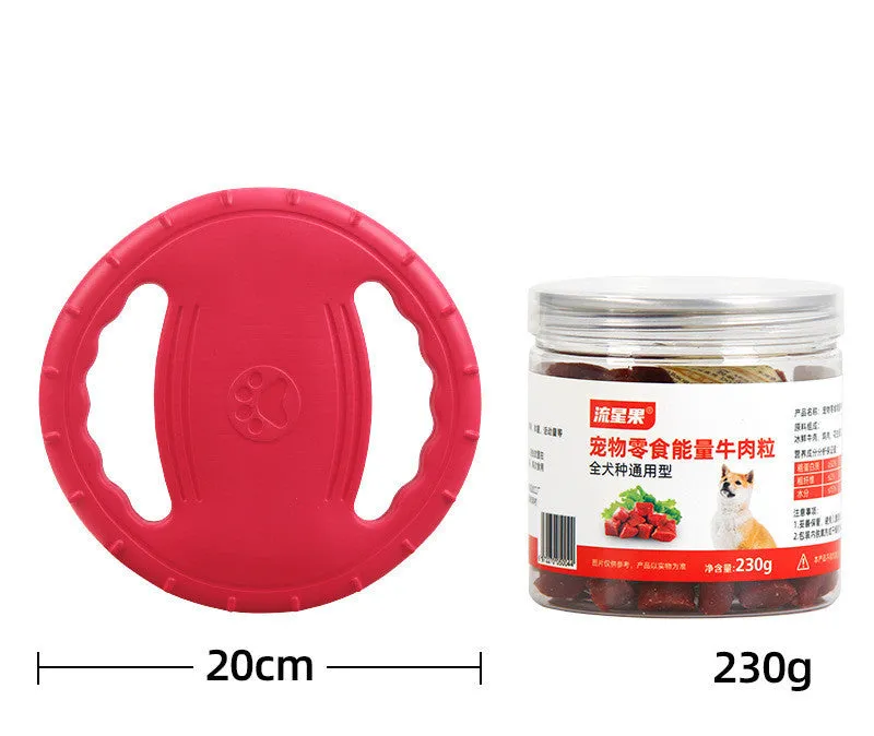 Dog anti-bite training frisbee and interactive bite ring in orange and green plastic sizes medium large trumpet
