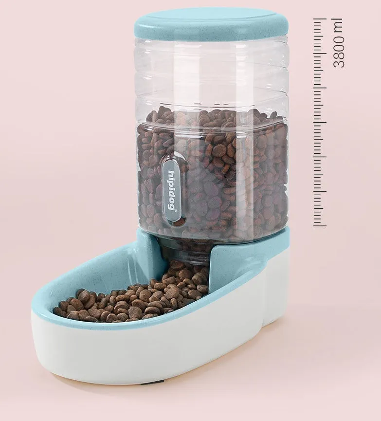 Pet automatic feeder and drinking fountain in blue with 3.8L PP plastic capacity for dogs and cats
