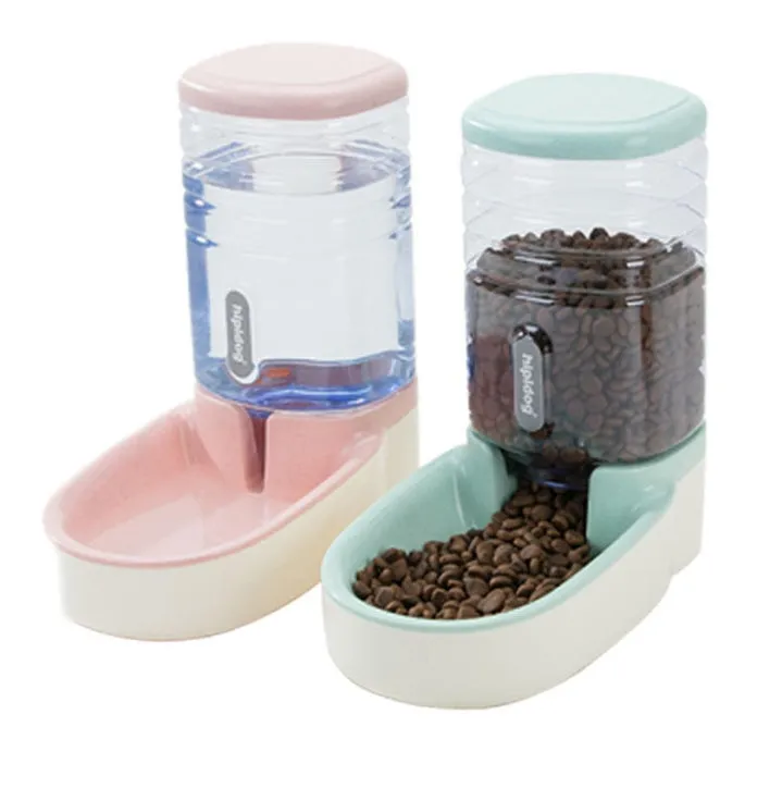Pet automatic feeder and drinking fountain in blue with 3.8L PP plastic capacity for dogs and cats