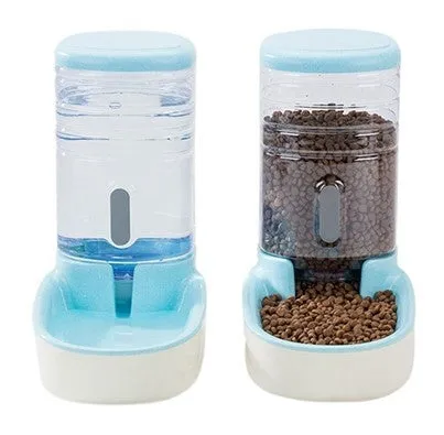 Pet automatic feeder and drinking fountain in blue with 3.8L PP plastic capacity for dogs and cats