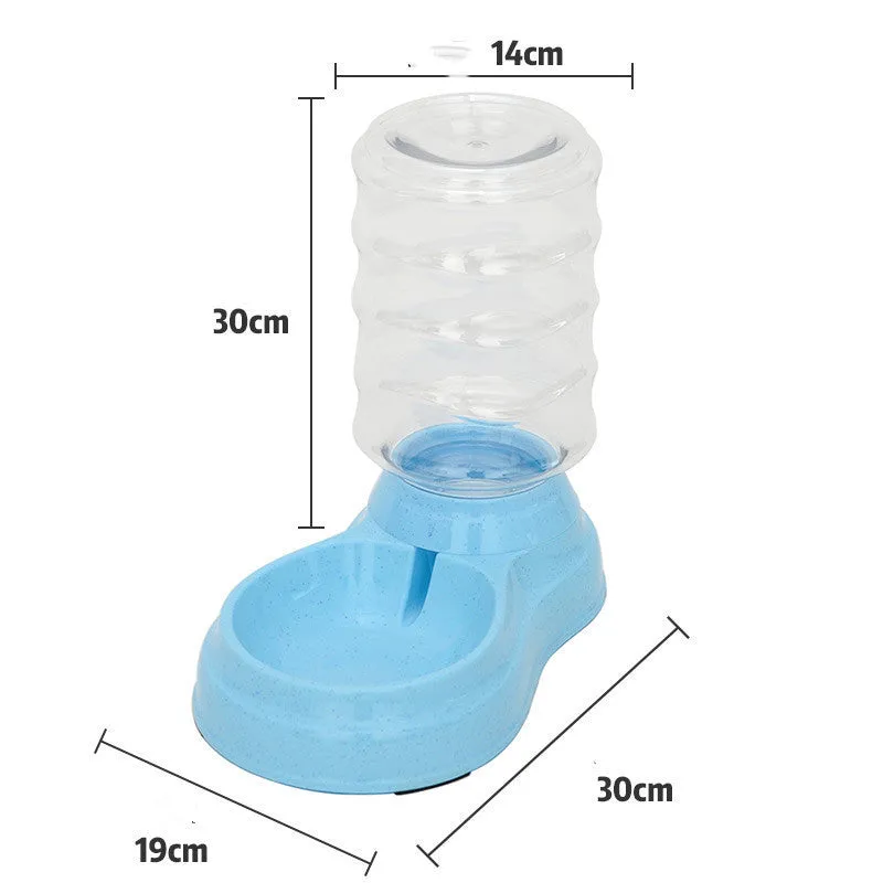 1.8L automatic pet water dispenser and feeding bowl double layer in pink with transparent container