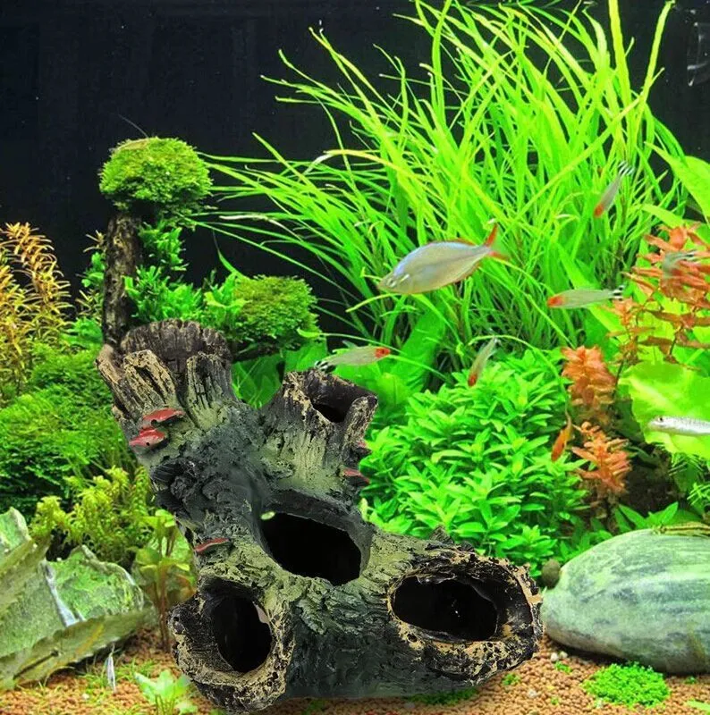 Resin fish tank ornament with old diamond-shaped tree branches style for aquarium landscaping