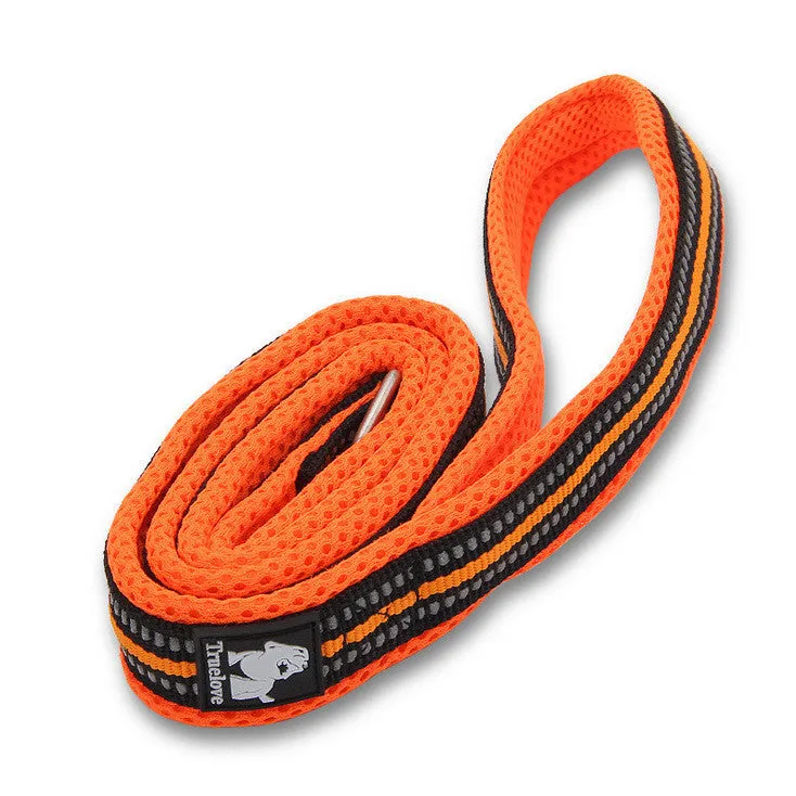 Nylon non-stretch pet dog leash in black with metal clip, 110CM length on white background