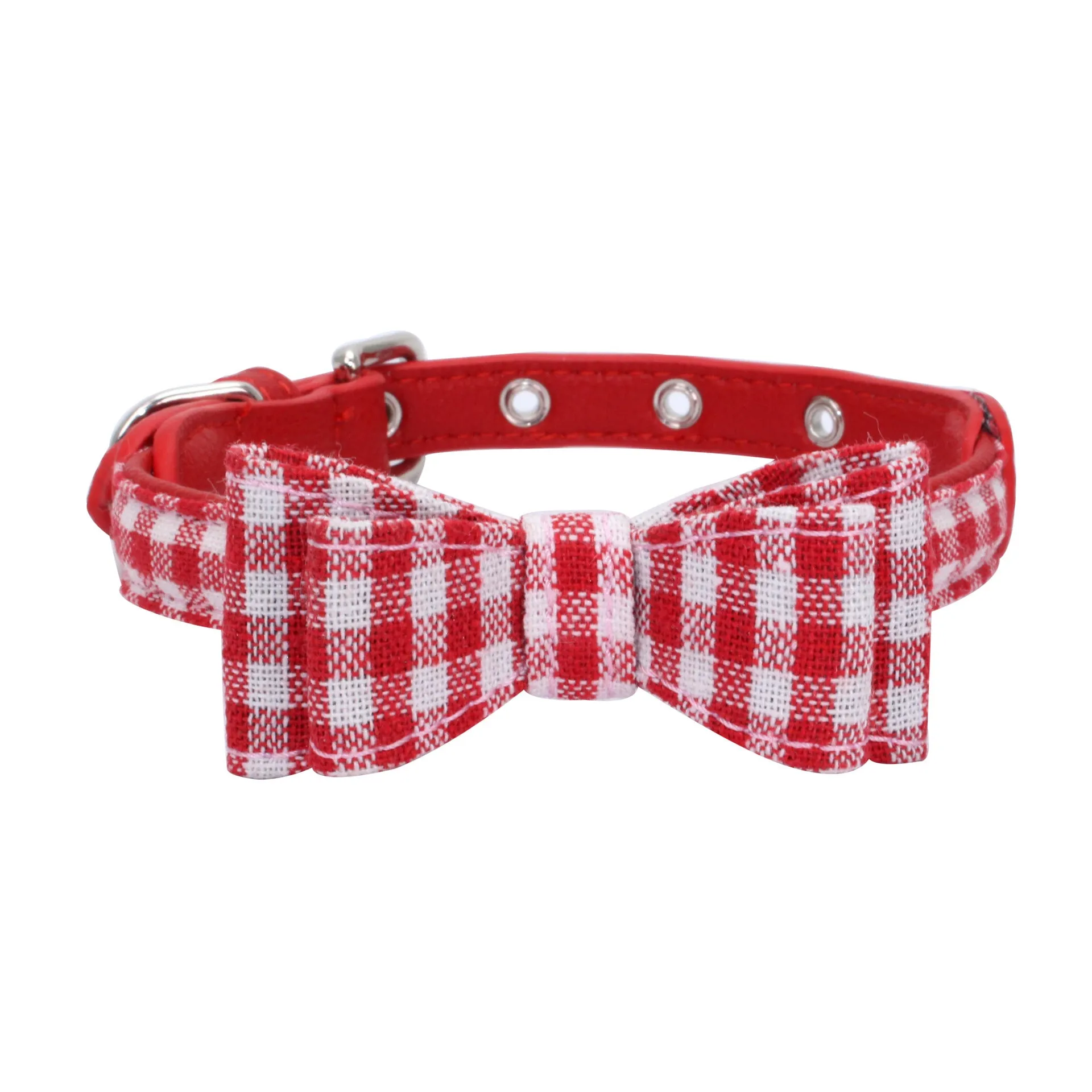 Adjustable leather pet collar in Black snake pattern on XS size for small dogs and cats