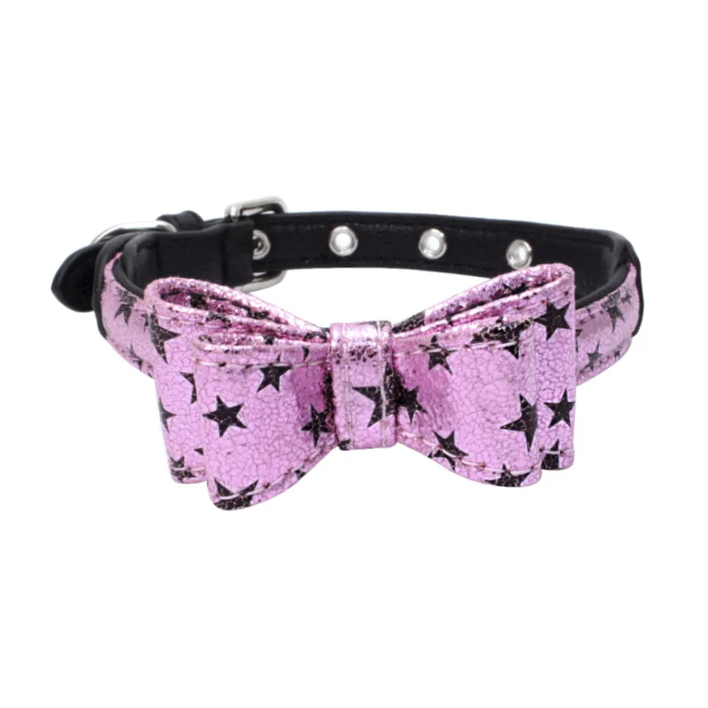 Adjustable leather pet collar in Black snake pattern on XS size for small dogs and cats