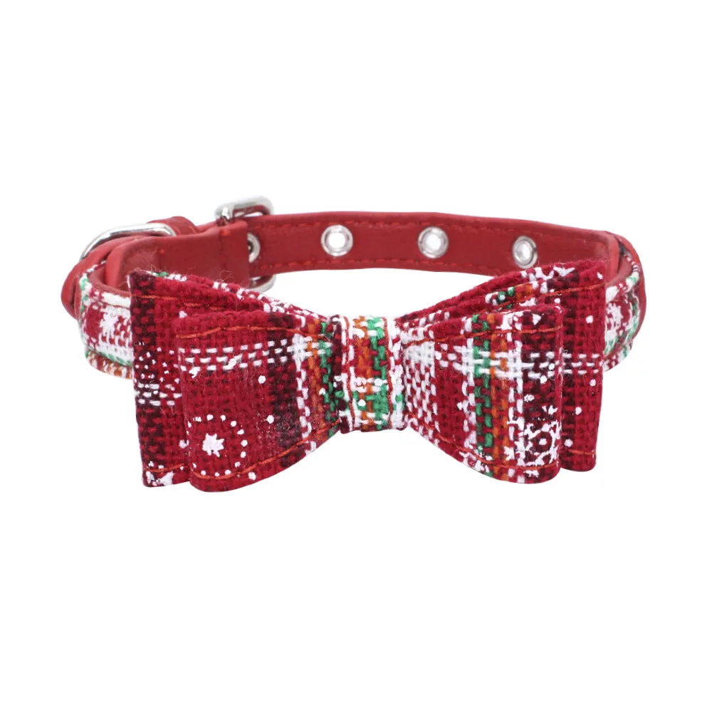 Adjustable leather pet collar in Black snake pattern on XS size for small dogs and cats