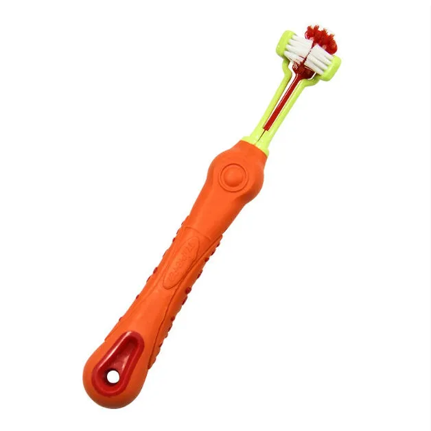 Pet dental finger toothbrush double-headed plastic teeth cleaning tool in multiple colours including purple and blue