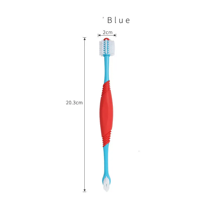 Pet dental finger toothbrush double-headed plastic teeth cleaning tool in multiple colours including purple and blue