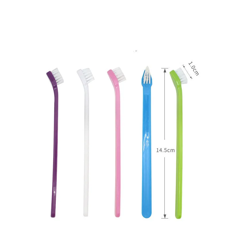 Pet dental finger toothbrush double-headed plastic teeth cleaning tool in multiple colours including purple and blue