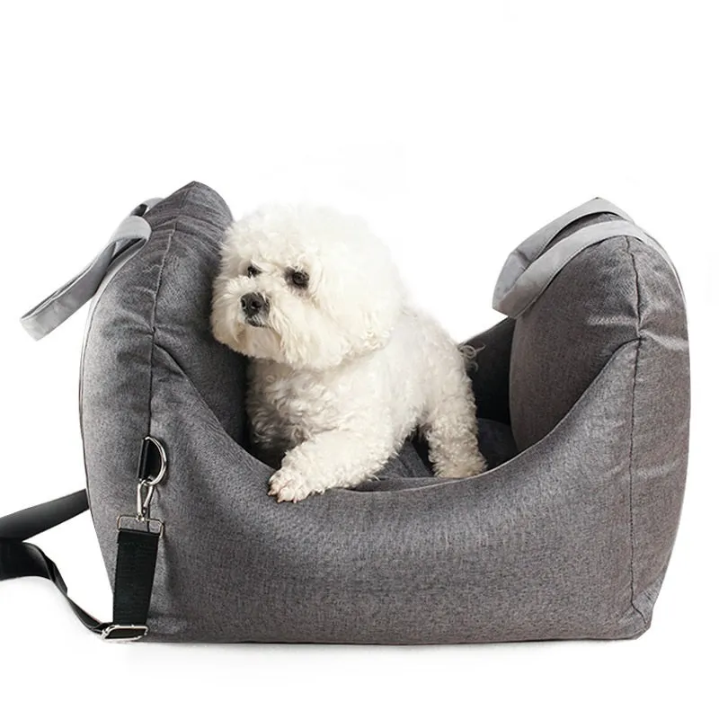 Detachable washable cloth car pet carrier kennel 52x52x44cm in Charcoal Gray, Beige, Light Grey