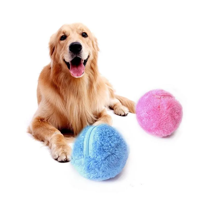 Pet electric toy ball automatic plush ball 8 cm non-toxic safe play with fleece attachments