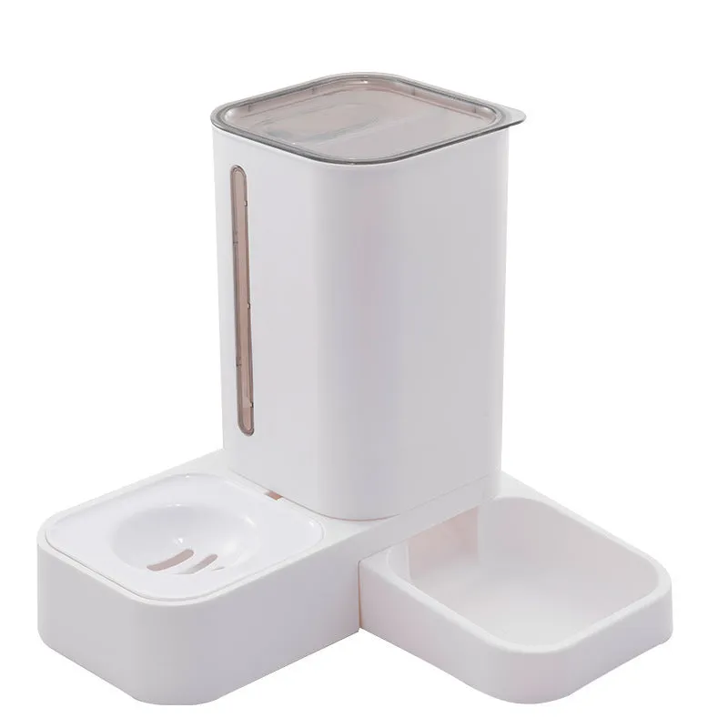 Pet automatic water storage double plastic bowl in grey with slow drinking design, size 32x31x32cm