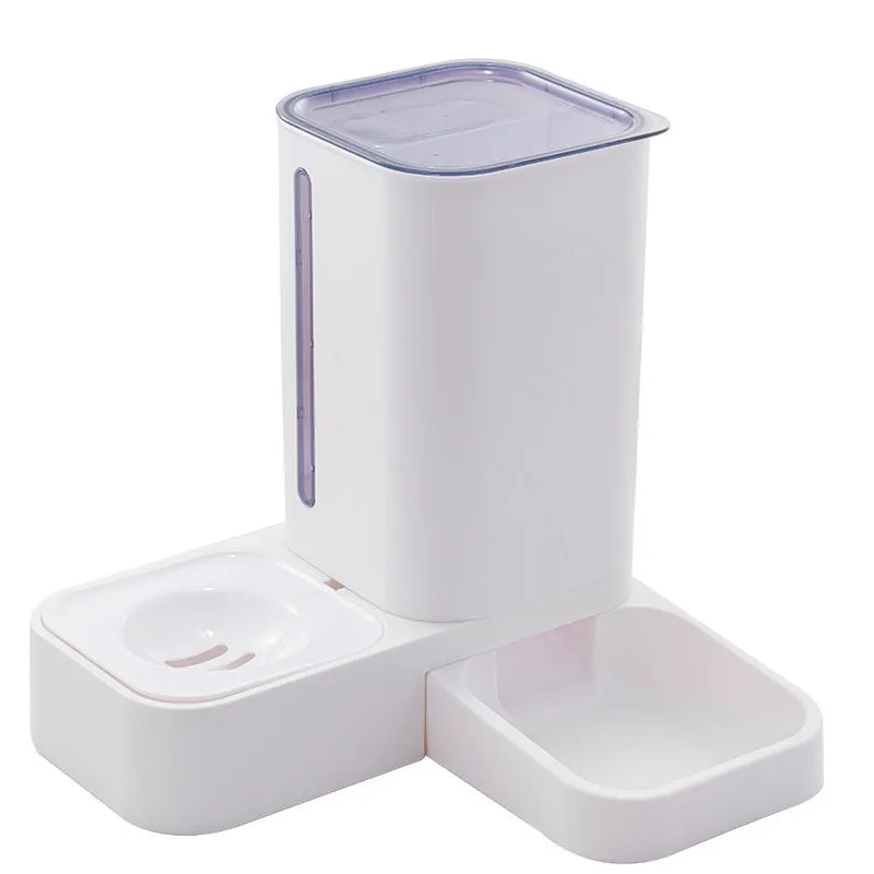 Pet automatic water storage double plastic bowl in grey with slow drinking design, size 32x31x32cm