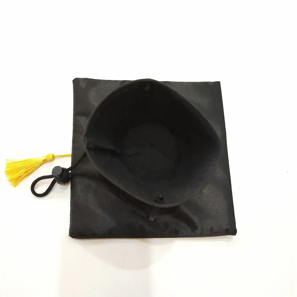 Black fabric pet graduation cap with yellow tassel for dogs