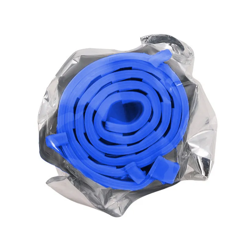 Silicone flea-repellent collar for dogs and cats, 70 cm and 38 cm lengths, in short blue, orange, and pink, with tin box