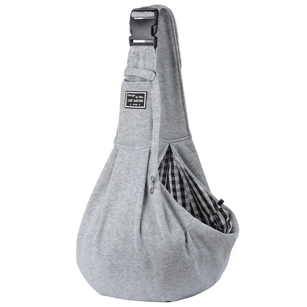 Grey pet shoulder bag for cats and dogs up to 13kg with adjustable strap and phone pocket