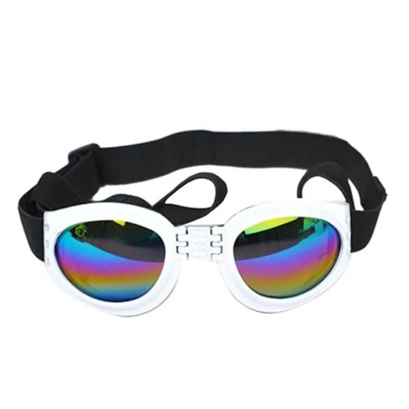 Foldable dog sunglasses in black with UV protection and adjustable straps