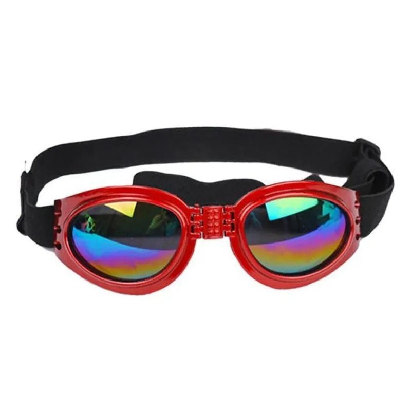 Foldable dog sunglasses in black with UV protection and adjustable straps