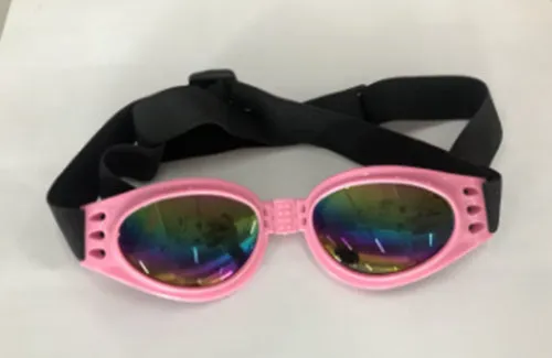 Foldable dog sunglasses in black with UV protection and adjustable straps