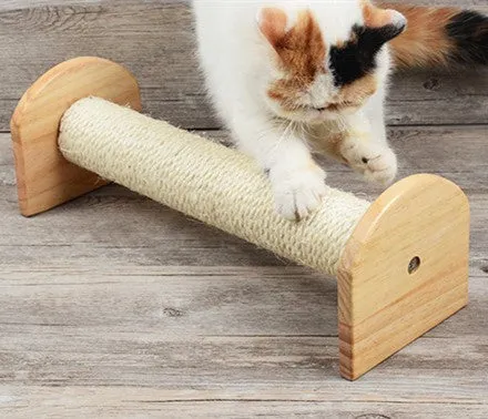 53cm cat scratch column with sisal rope and wood, available in floor mounted and wall type configurations