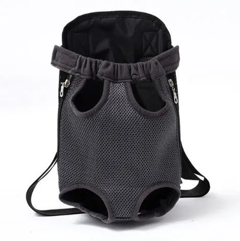 Breathable nylon mesh pet carrier bag in blue with adjustable shoulder straps and side zip