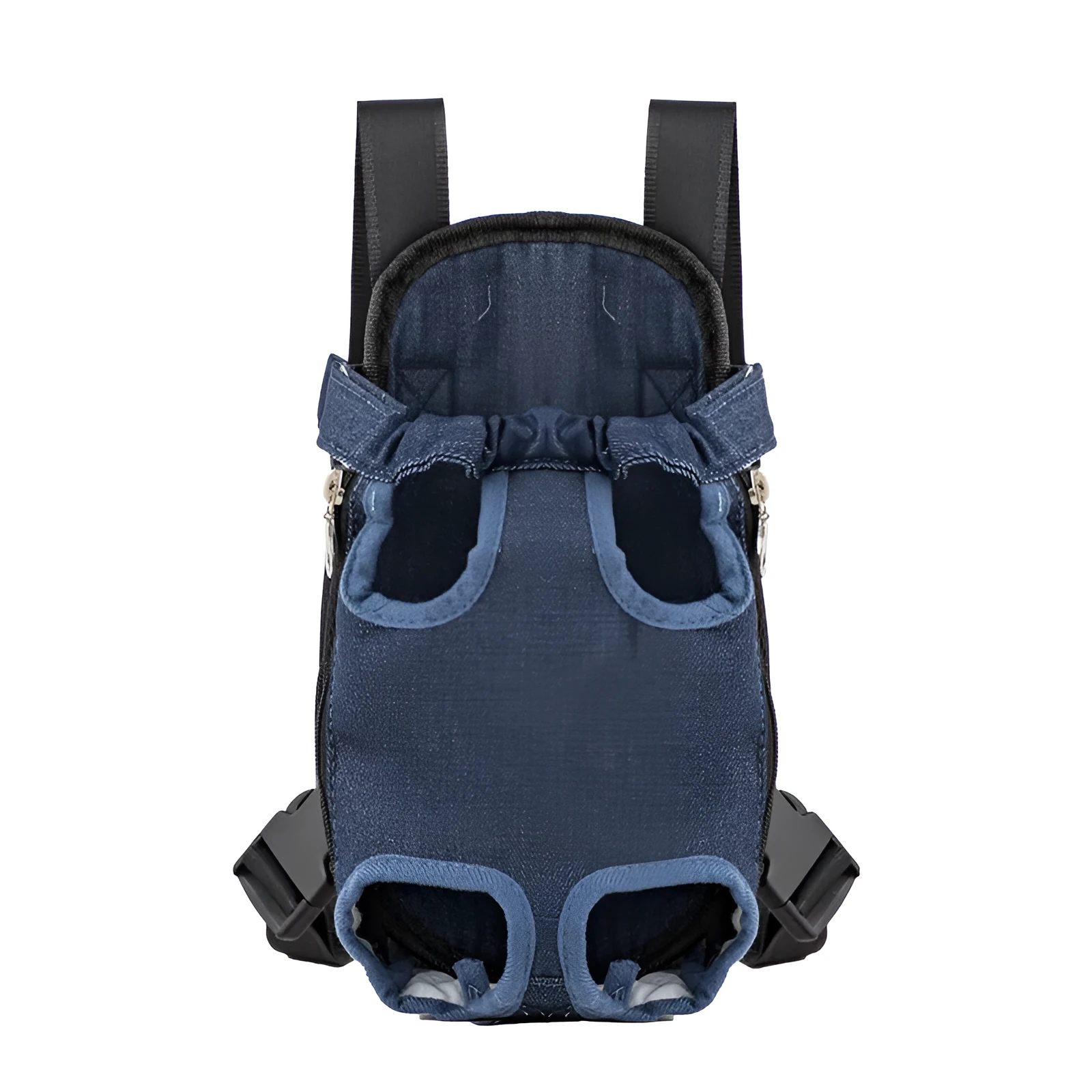 Breathable nylon mesh pet carrier bag in blue with adjustable shoulder straps and side zip